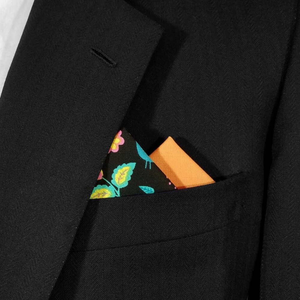 NEW - Contrasting Color 100% Cotton Pre-Folded Pocket Square Handkerchief Insert